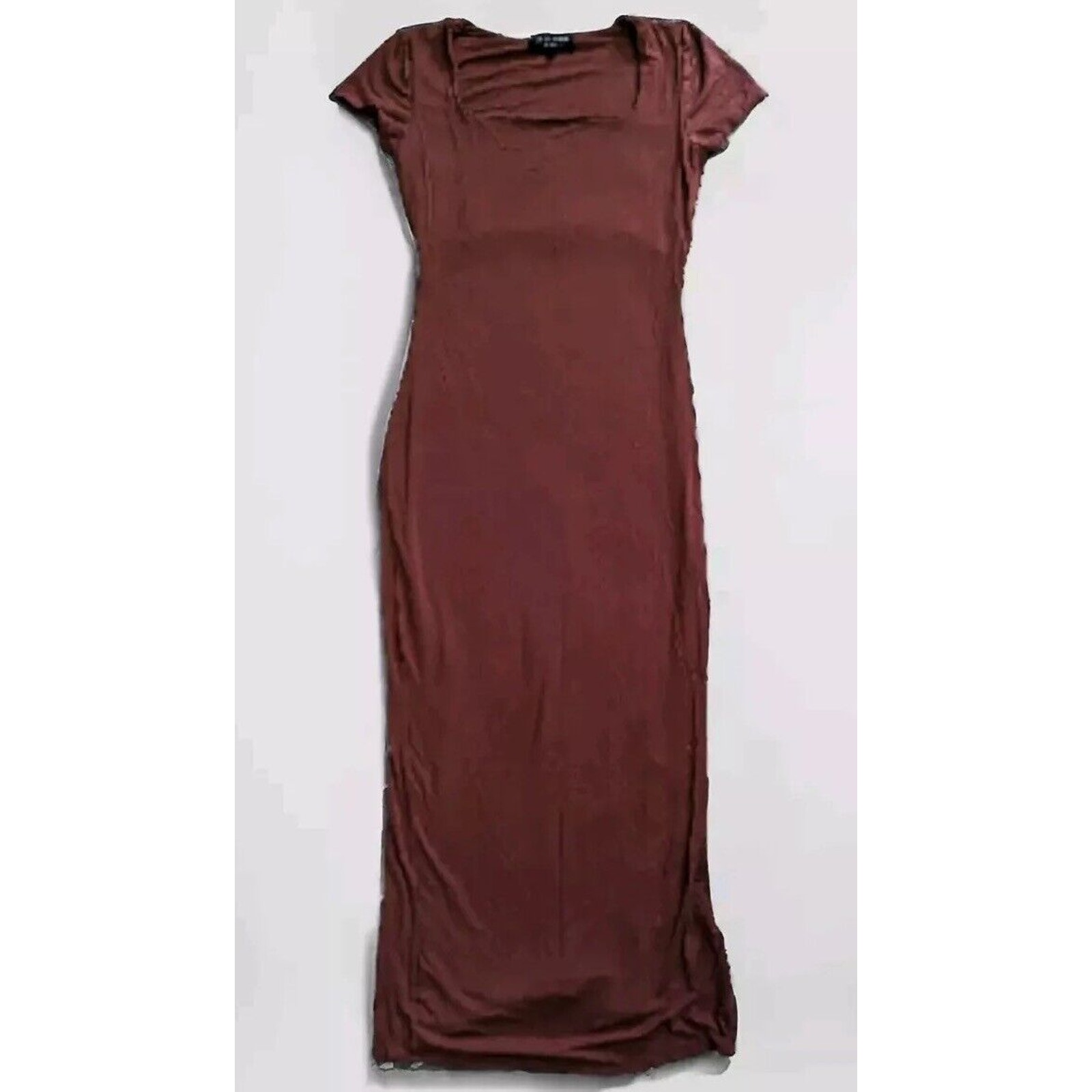 See You Monday Midi Maxi Dress Short Sleeve Women M Burgundy Brown Tee Shirt